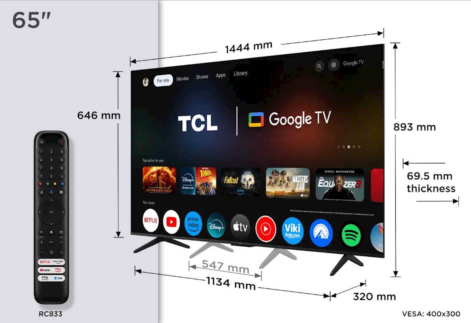 4K TV TCL 65P71K 65" + nosilec